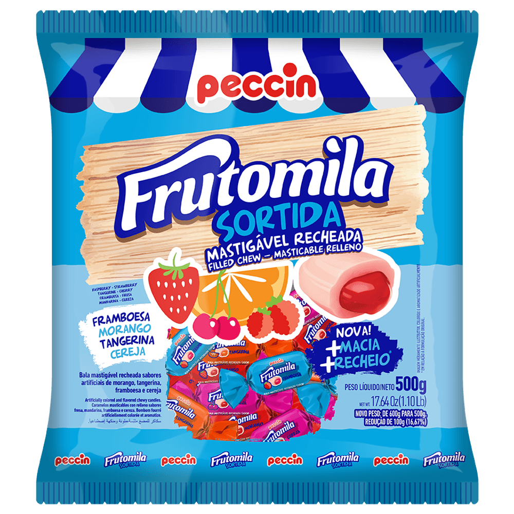 Bala-Frutomila-Sortida-500g---Peccin Bala-Frutomila-Sortida-500g---Peccin