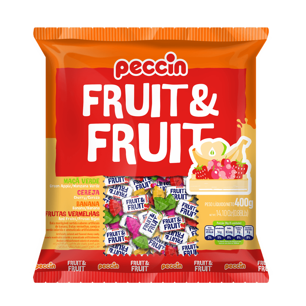 Bala-Mastigavel-Fruit-Fruit-400g---Peccin Bala-Mastigavel-Fruit-Fruit-400g---Peccin
