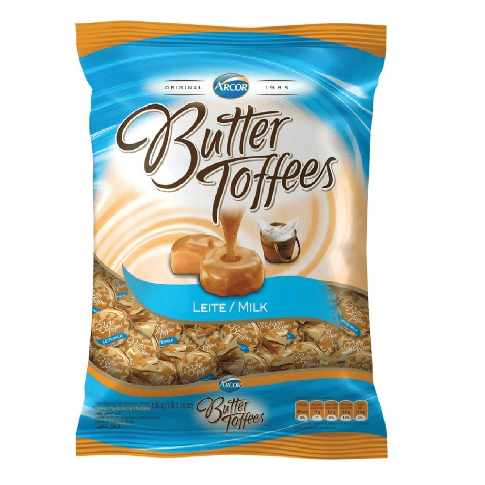 Bala Butter Toffees Leite 500Gr - Arcor - Supernova