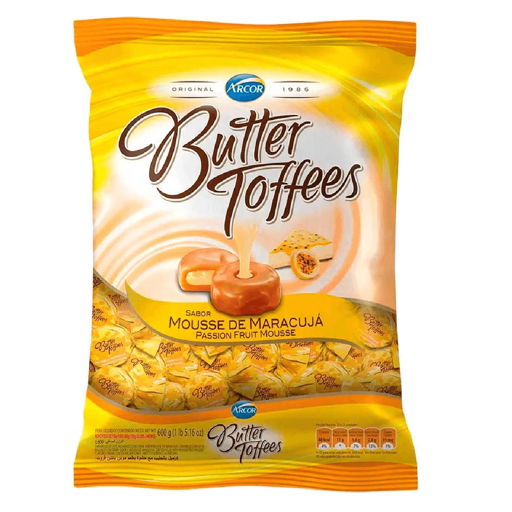 Bala Butter Toffees Mousse De Maracujá 600Gr - Arcor - Supernova