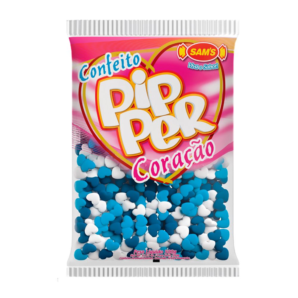 Confeito-Azul-e-Branco-Coracao-Pipper-500Gr---Simas Confeito-Azul-e-Branco-Coracao-Pipper-500Gr---Simas