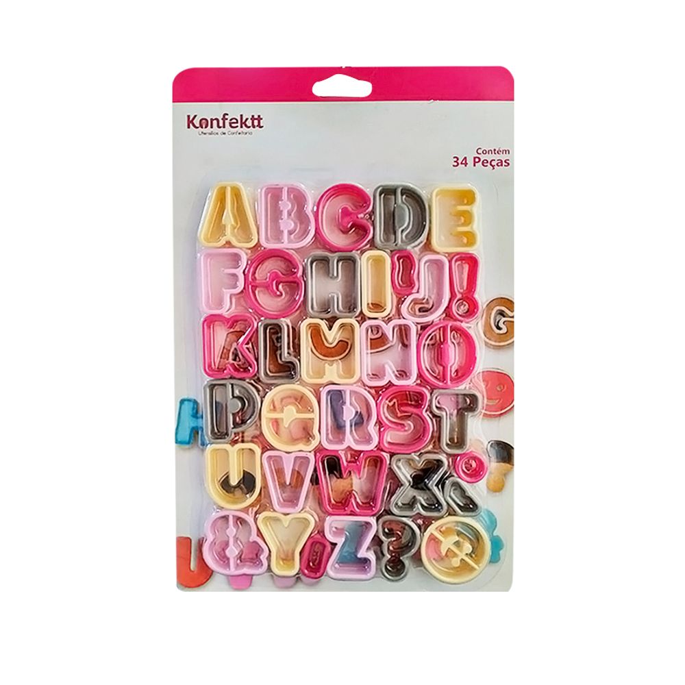 Kit-Cortador-Alfabeto-Colorido-C-34-Moldes-Konfektt---Kehome Kit-Cortador-Alfabeto-Colorido-C-34-Moldes-Konfektt---Kehome