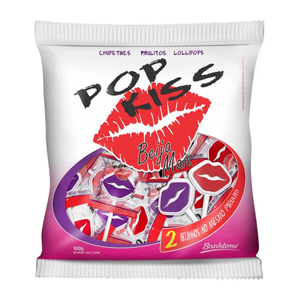 Pirulito-Beija-Mais-Pop-Kiss-500g-c-50-unid---Florestal Pirulito-Beija-Mais-Pop-Kiss-500g-c-50-unid---Florestal