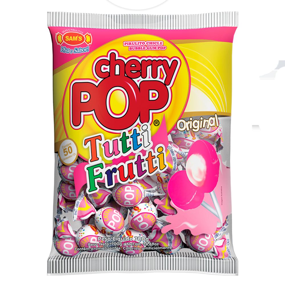 Pirulito Tutti Frutti Cherry Pop 700Gr c/50 unid - Simas - supernova -  Mobile