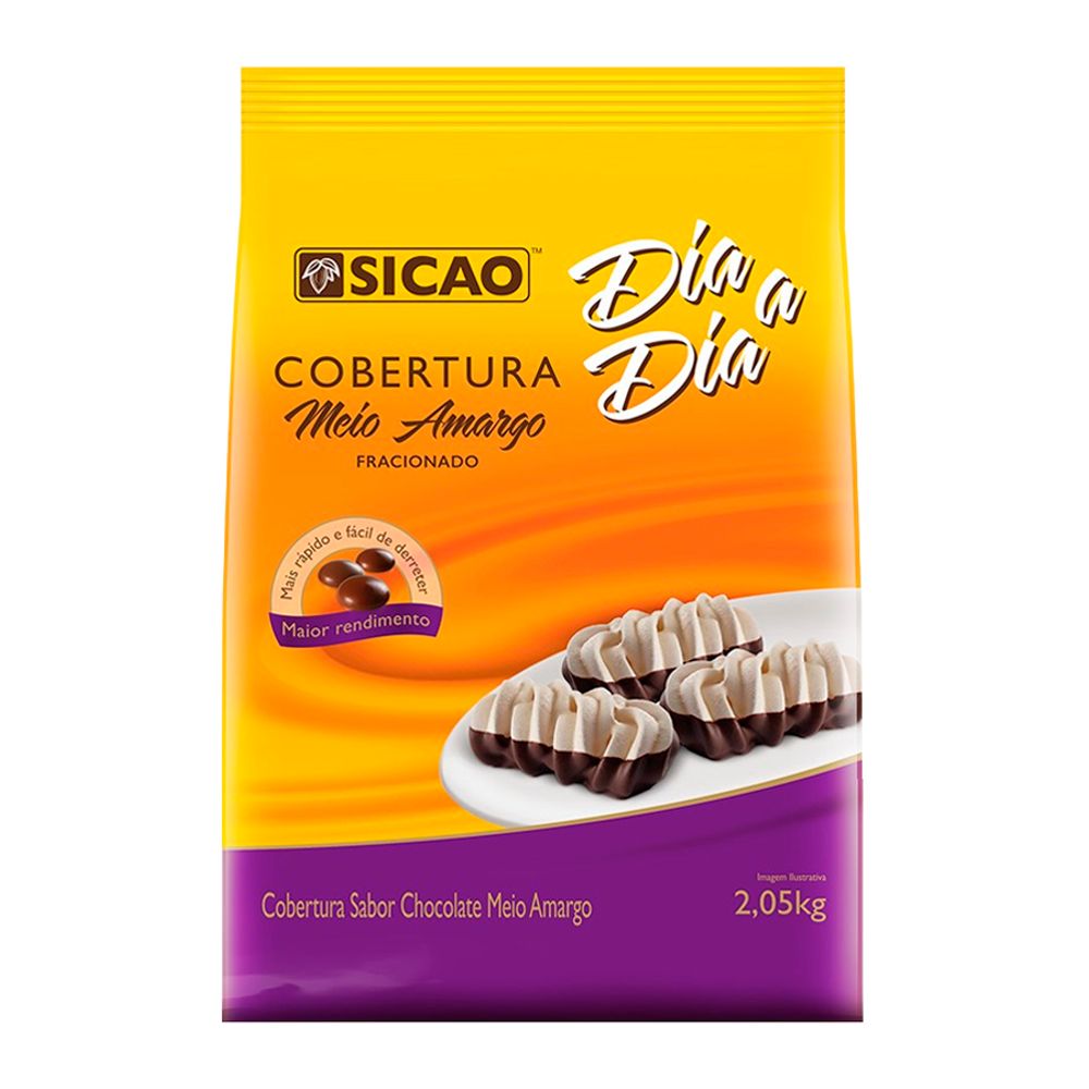Cobertura-Gotas-Fracionada-Chocolate-Meio-Amargo-Dia-a-Dia-205Kg---Sicao Cobertura-Gotas-Fracionada-Chocolate-Meio-Amargo-Dia-a-Dia-205Kg---Sicao