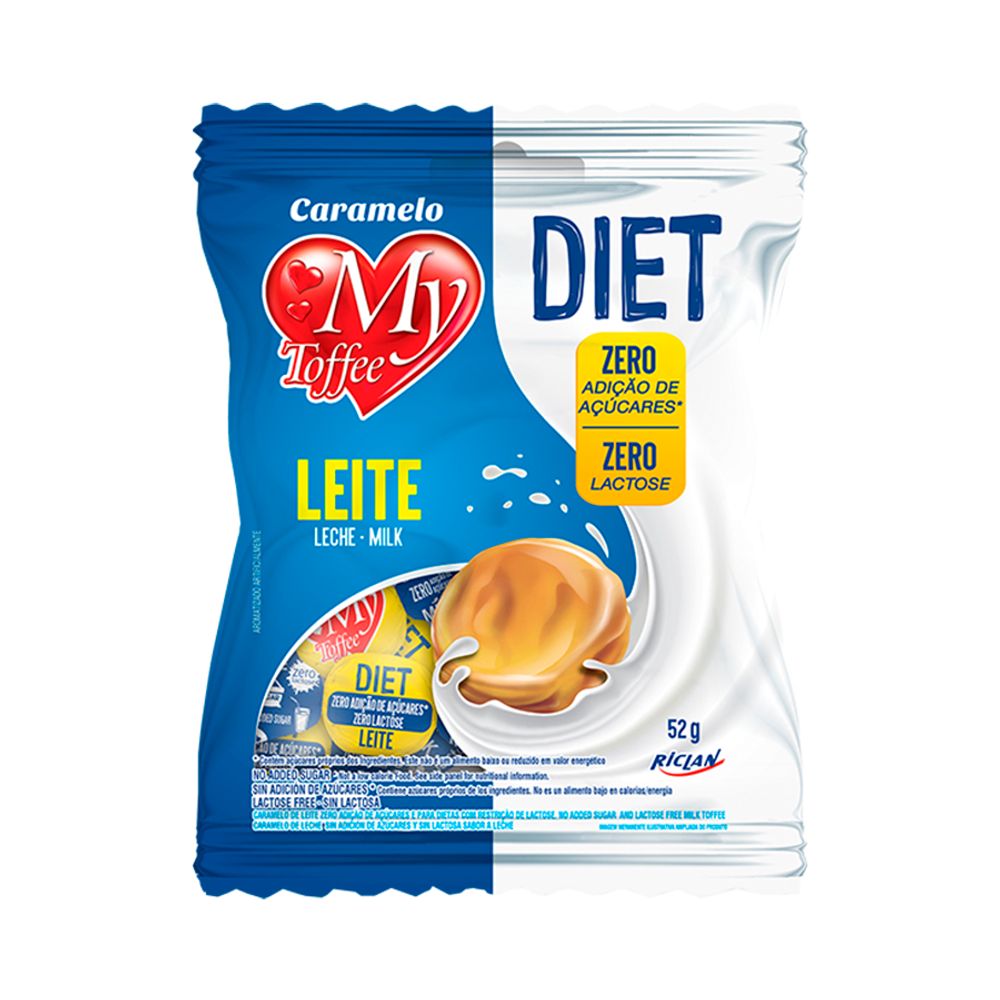 Bala-Mastigavel-Leite-Diet-My-Toffee-52Gr---Riclan Bala-Mastigavel-Leite-Diet-My-Toffee-52Gr---Riclan