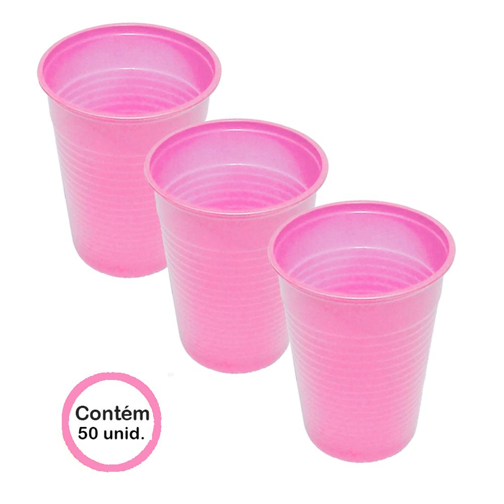 Copo-Descartavel-Rosa-c-50-unid--200ml---Platex Copo-Descartavel-Rosa-c-50-unid--200ml---Platex