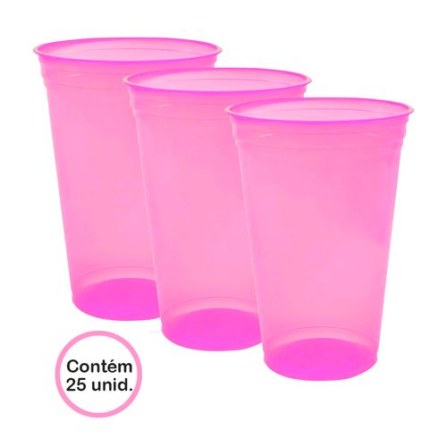 Copo-Descartavel-Neon-Balada-Rosa-300Ml-c-25-unid----Copobras