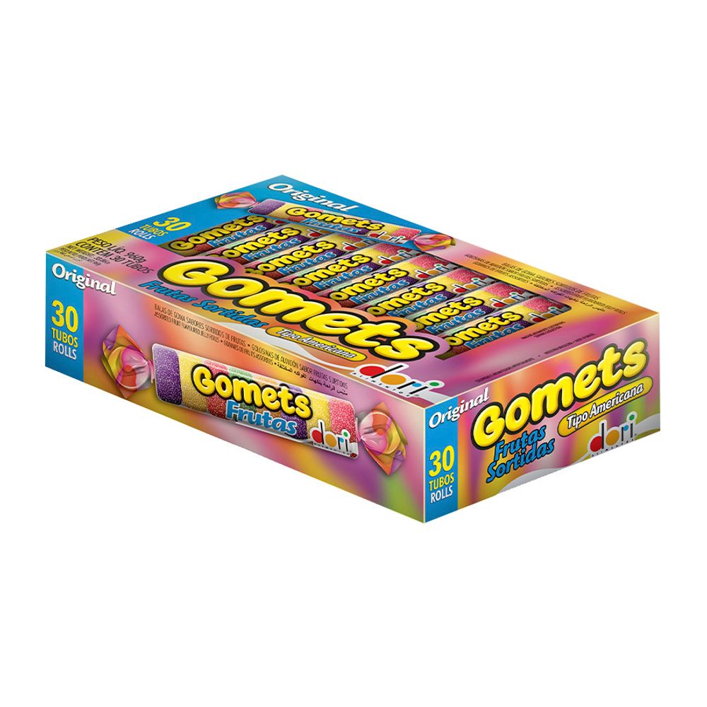 Bala-de-Goma-Tubo-Sortida-Frutas-Tubo-Gomets-960Gr-c-30-unid----Dori Bala-de-Goma-Tubo-Sortida-Frutas-Tubo-Gomets-960Gr-c-30-unid----Dori