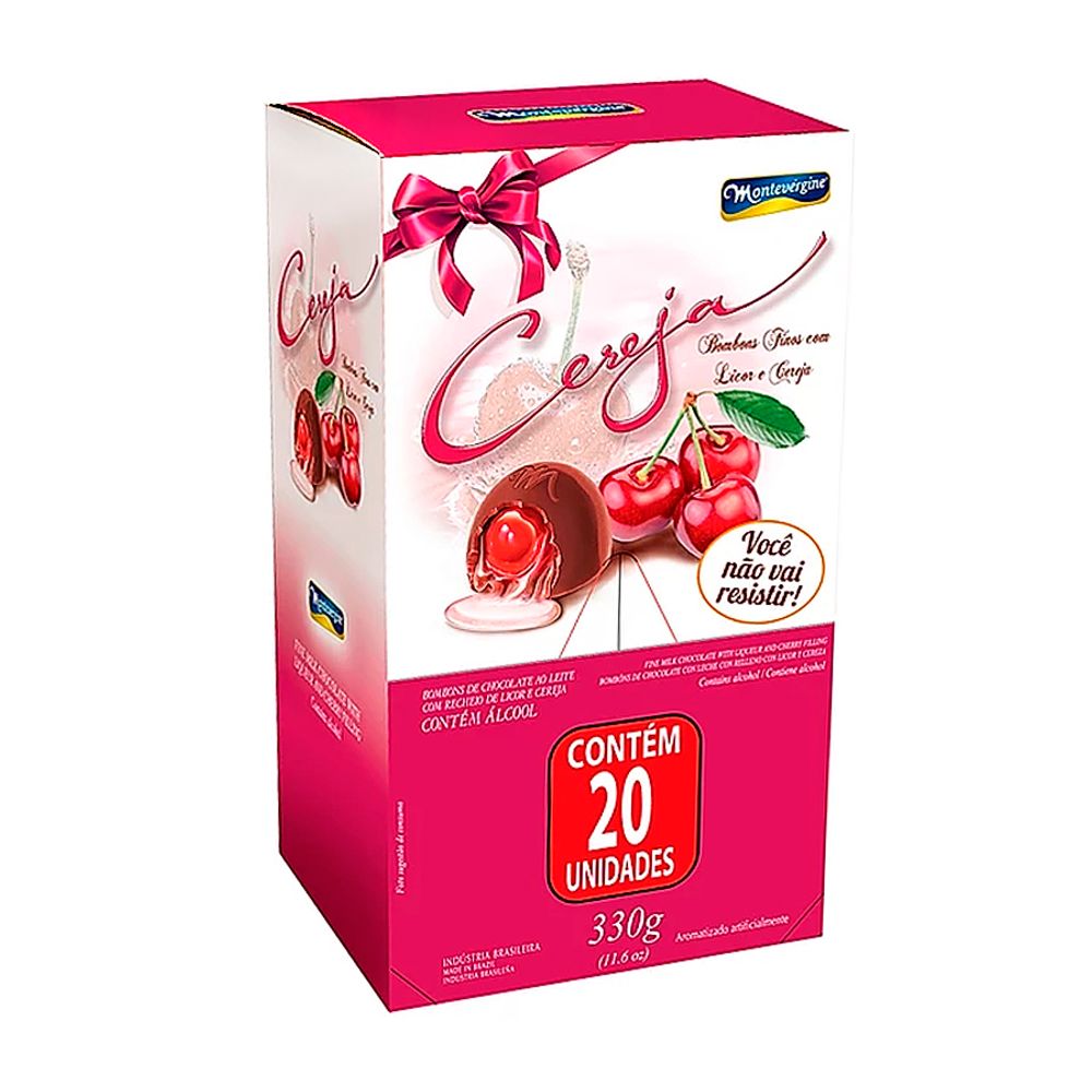 Bombom Chocolate Finos com Licor de Cereja 330Gr Montevérgine supernova