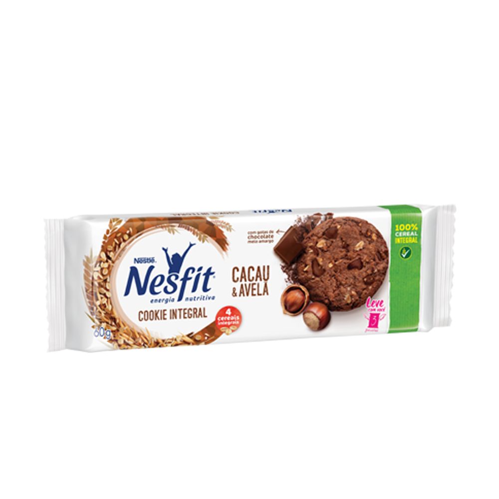 Biscoito-Cookies-Integral-Cacau---Avela-Nesfit-60Gr---Nestle Biscoito-Cookies-Integral-Cacau---Avela-Nesfit-60Gr---Nestle