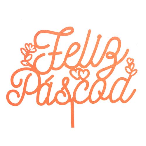 Topo-de-Bolo-Decorativo-Feliz-Pascoa-Laranja-MDF-c-Glitter---Sonho-Fino