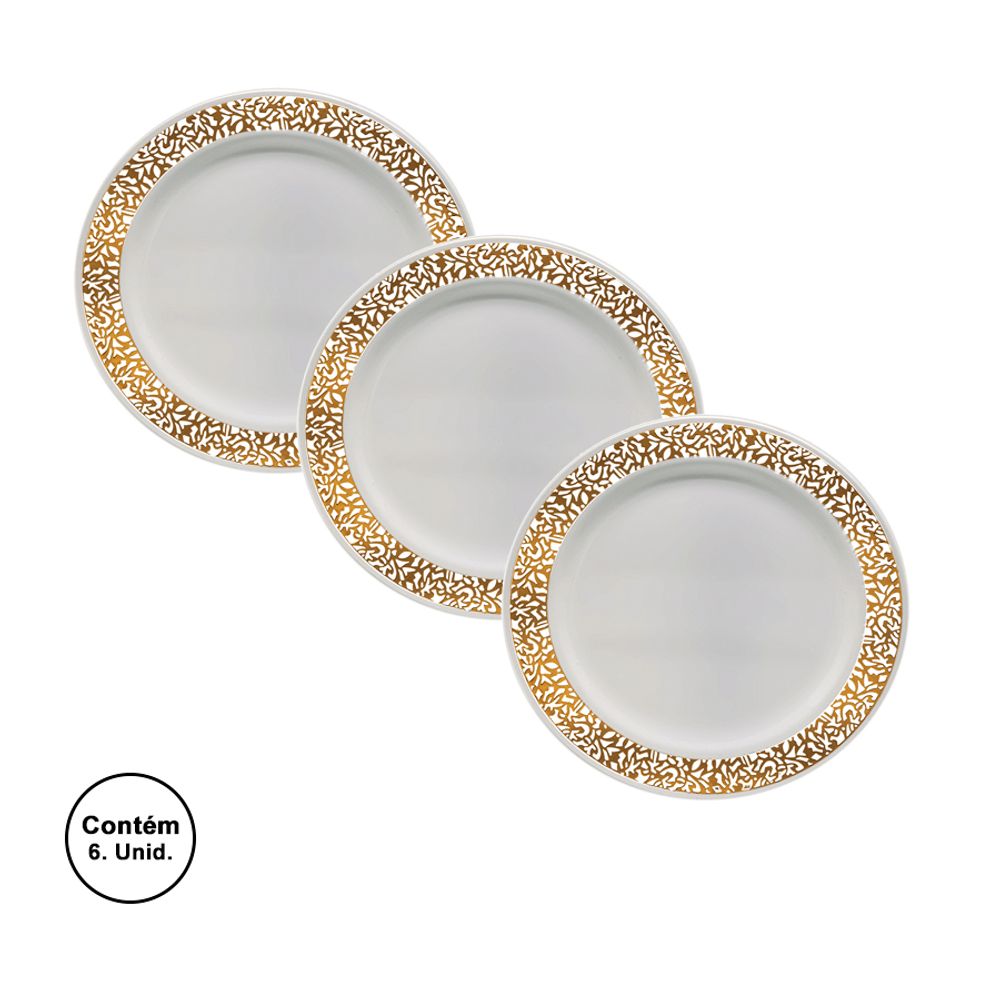 Prato-Descartavel-Sobremesa-Vazado-Dourado-c-6-Unid.---Silver-Plastic Prato-Descartavel-Sobremesa-Vazado-Dourado-c-6-Unid.---Silver-Plastic