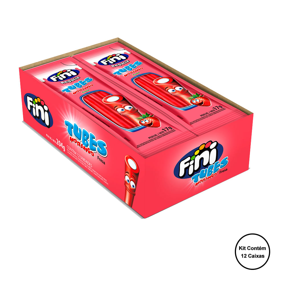 Gelatina-Morango-Tubes-com-12-Unidades Gelatina-Morango-Tubes-com-12-Unidades