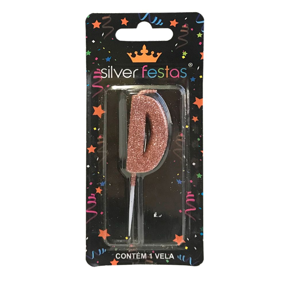 Vela-Letra-D-Rose-Gold---Silver-Festas Vela-Letra-D-Rose-Gold---Silver-Festas