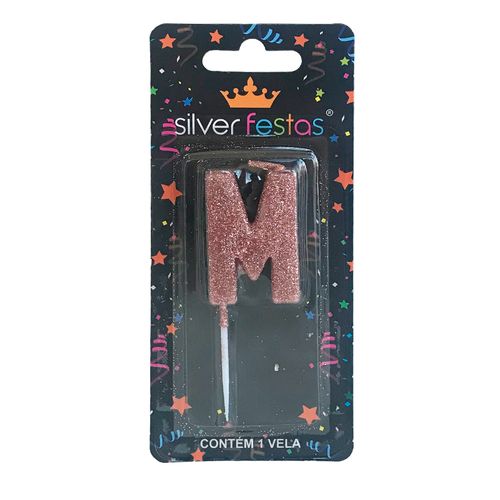 Vela-Letra-M-Rose-Gold---Silver-Festas