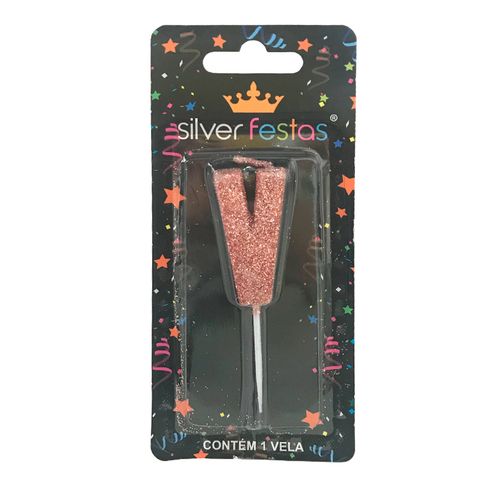 Vela-Letra-V-Rose-Gold---Silver-Festas