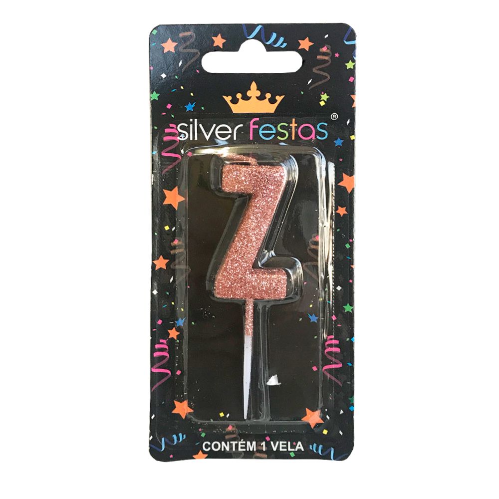 Vela-Letra-Z-Rose-Gold---Silver-Festa Vela-Letra-Z-Rose-Gold---Silver-Festa