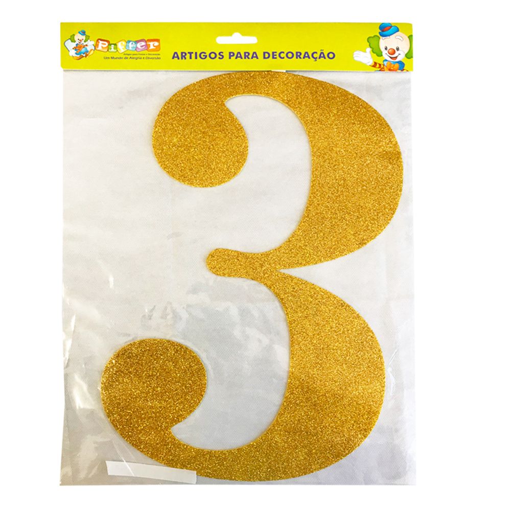 Painel-Numero-3-Eva-Dourado-com-Glitter-Cod-601625---Piffer Painel-Numero-3-Eva-Dourado-com-Glitter-Cod-601625---Piffer