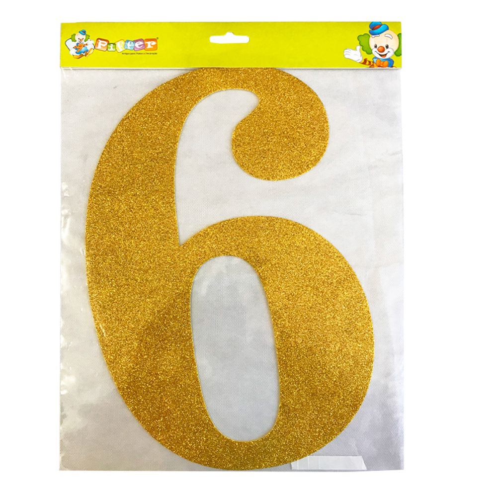 Painel-Numero-6-Eva-Dourado-com-Glitter-Cod-601628---Piffer Painel-Numero-6-Eva-Dourado-com-Glitter-Cod-601628---Piffer