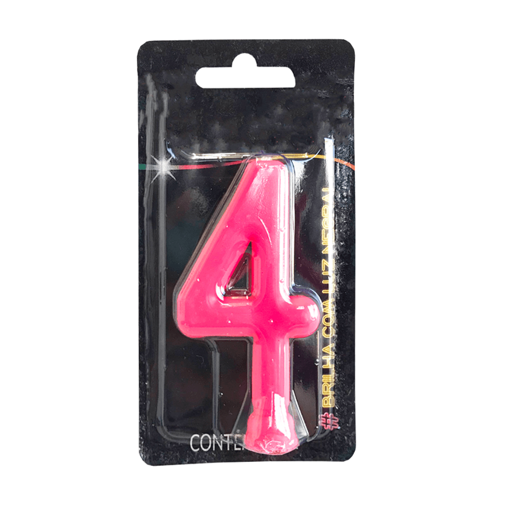 Vela-Neon-Pink-Numero-4---Festcolor Vela-Neon-Pink-Numero-4---Festcolor