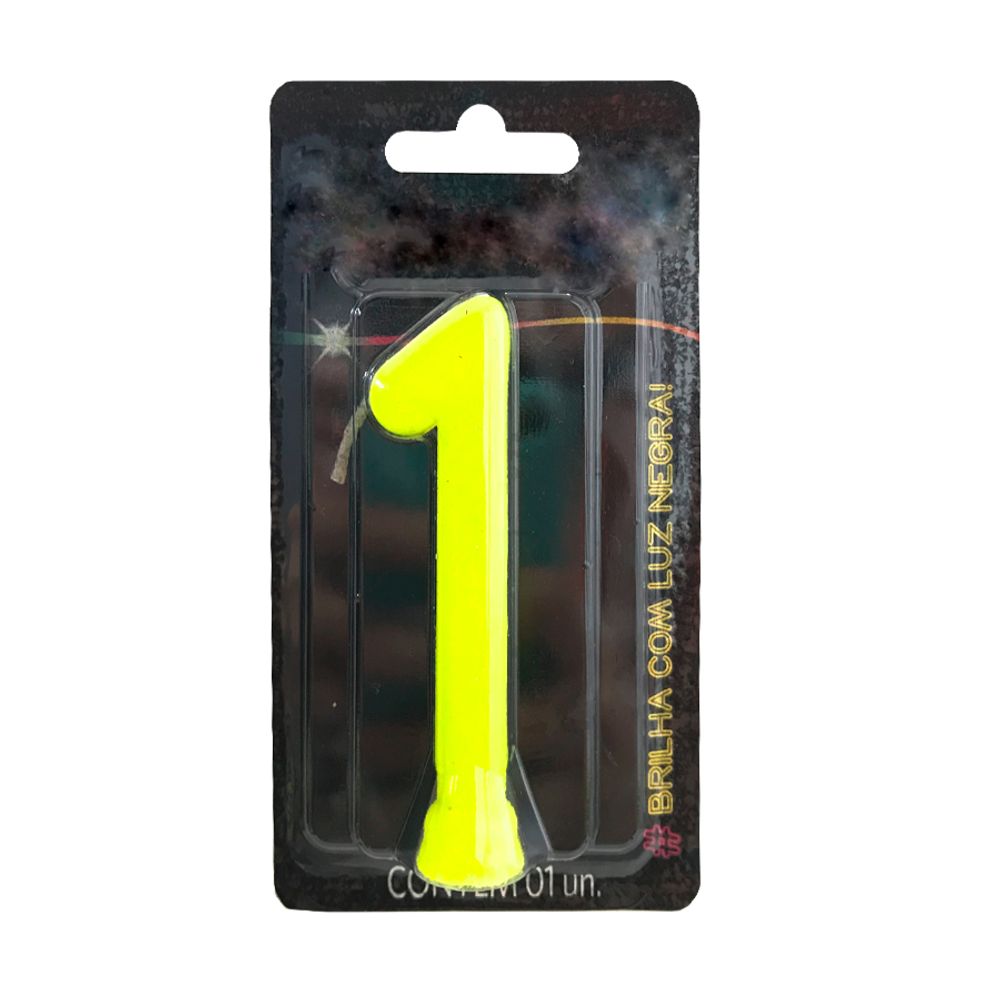 Vela-Neon-Amarelo-Numero-1---Festcolor Vela-Neon-Amarelo-Numero-1---Festcolor