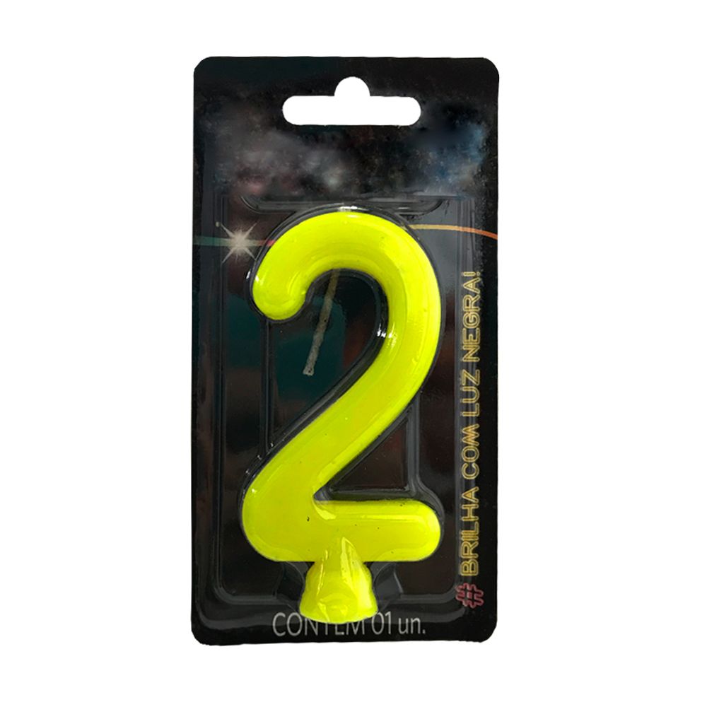 Vela-Neon-Amarelo-Numero-2---Festcolor Vela-Neon-Amarelo-Numero-2---Festcolor