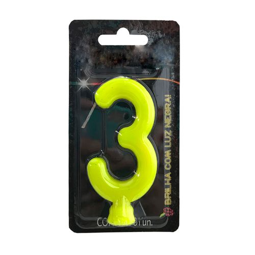 Vela-Neon-Amarelo-Numero-3---Festcolor