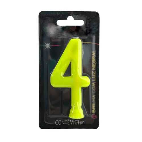 Vela-Neon-Amarelo-Numero-4---Festcolor