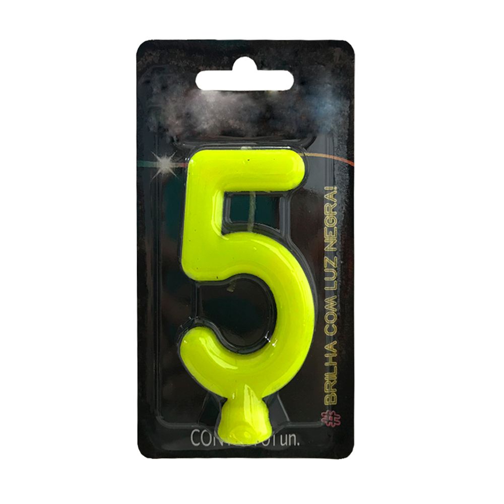 Vela-Neon-Amarelo-Numero-5---Festcolor Vela-Neon-Amarelo-Numero-5---Festcolor