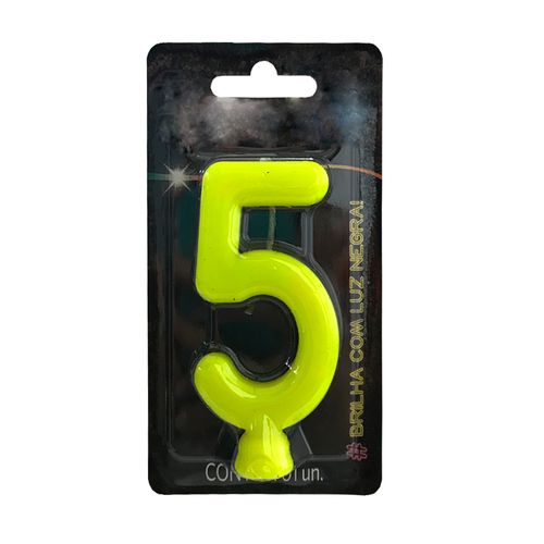 Vela-Neon-Amarelo-Numero-5---Festcolor