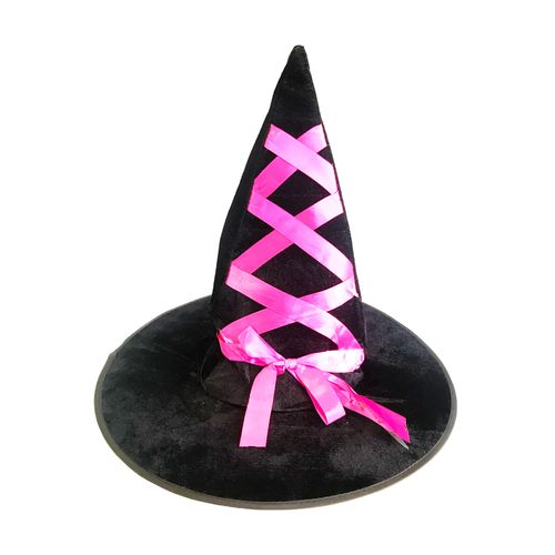 Chapeu-de-Bruxa-com-Fita-Rosa-Tema-Halloween---Supernova-Doces