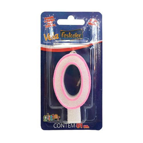 Vela-com-Glitter-Rosa-Numero-0---Festcolor