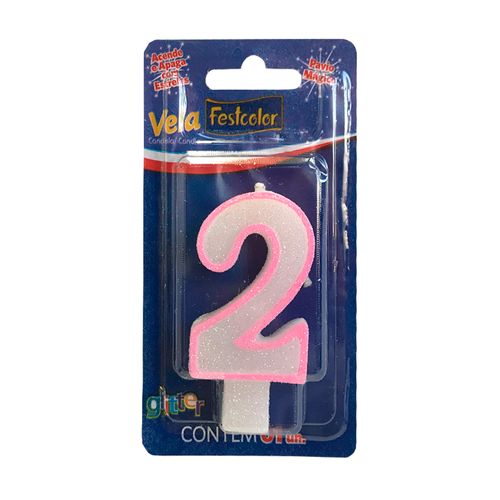 Vela-com-Glitter-Rosa-Numero-2---Festcolor
