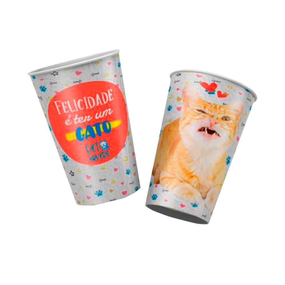 Copo-Papel-Tema-Pet-Gato-180Ml-c-12-Unid.---Regina Copo-Papel-Tema-Pet-Gato-180Ml-c-12-Unid.---Regina