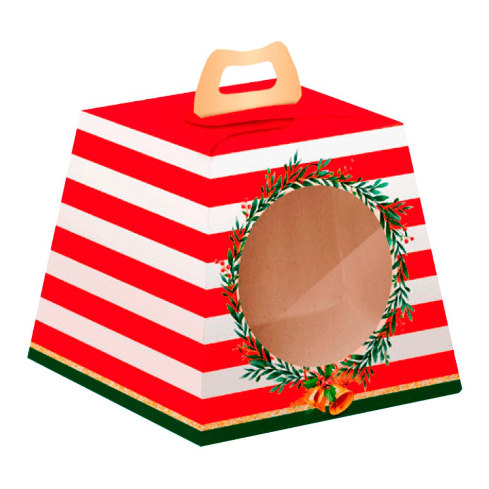 Caixa-para-Panetone-Tamanho-G-com-Visor-Guirlanda-500Gr---Cromus Caixa-para-Panetone-Tamanho-G-com-Visor-Guirlanda-500Gr---Cromus
