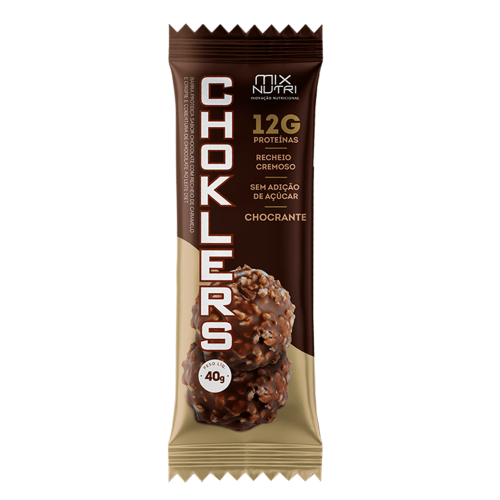 Barra-de-Proteina-Sabor-Chocolate-com-Recheio-de-Caramelo-Choklers-40Gr---Mix-Nutri-barra Barra-de-Proteina-Sabor-Chocolate-com-Recheio-de-Caramelo-Choklers-40Gr---Mix-Nutri-barra
