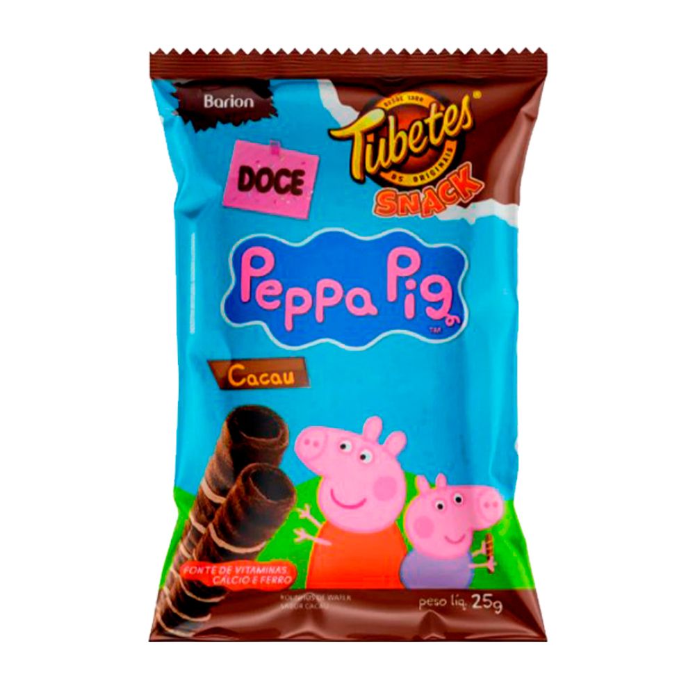 Wafer-Sabor-Cacau-Peppa-Pig-Tubetes-25Gr---Barion Wafer-Sabor-Cacau-Peppa-Pig-Tubetes-25Gr---Barion
