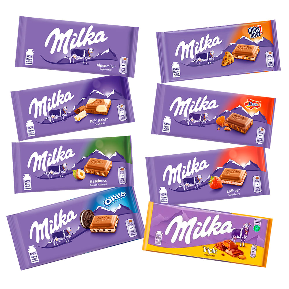 Kit-Tabletes-Milka-Sortido-com-8-Unidades Kit-Tabletes-Milka-Sortido-com-8-Unidades