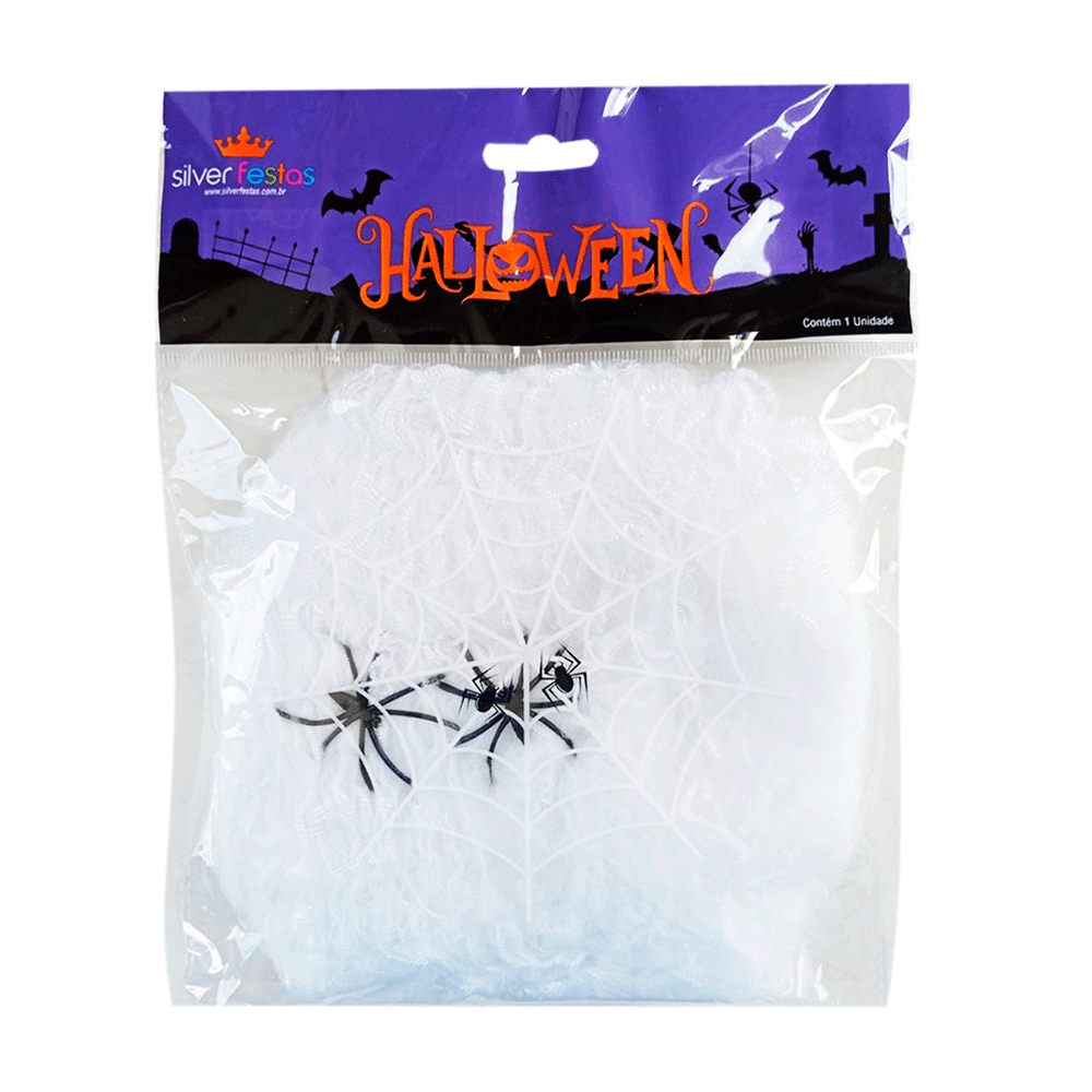 Decoracao-Halloween-Silver-Plastic-Teia-de-Aranha Decoracao-Halloween-Silver-Plastic-Teia-de-Aranha