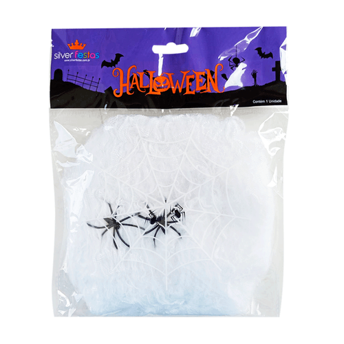 Decoracao-Halloween-Silver-Plastic-Teia-de-Aranha