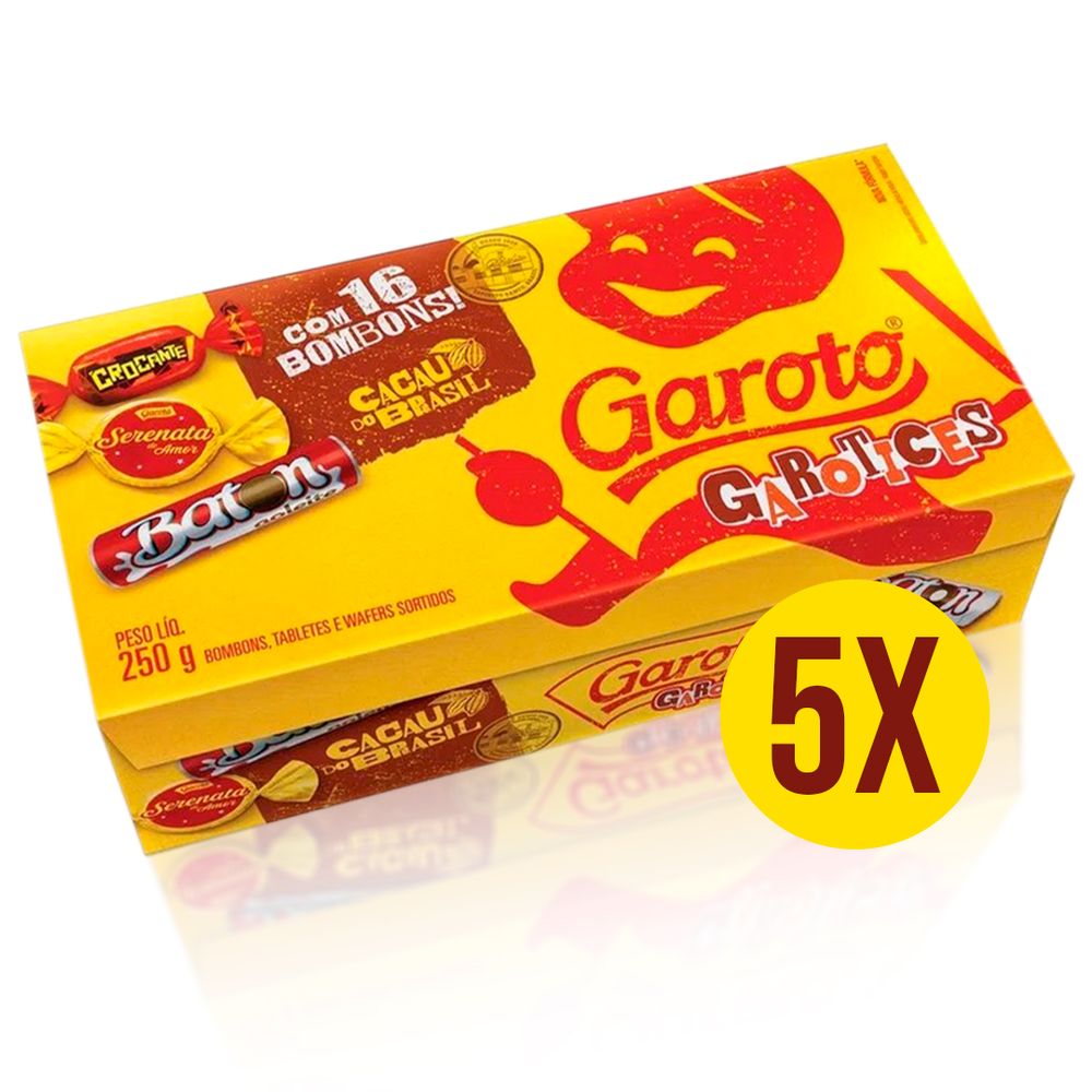 Kit-com-5-Caixas-de-Bombom-Sortido-250Gr---Garoto Kit-com-5-Caixas-de-Bombom-Sortido-250Gr---Garoto