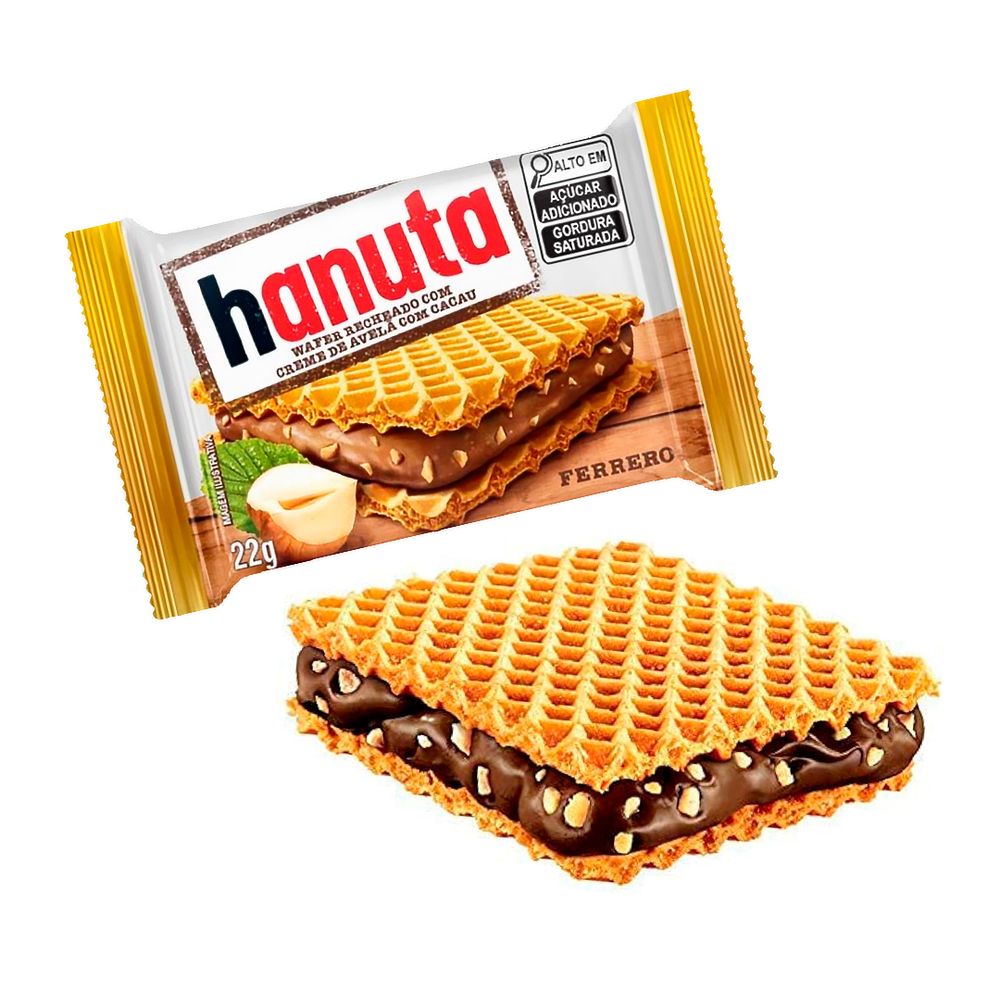 Caixa Wafer recheado Hanuta 12x22gr - Ferrero - supernova
