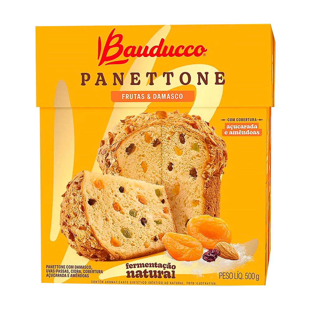 Panettone Frutas E Damasco Speciale 500Gr - Bauducco - Supernova