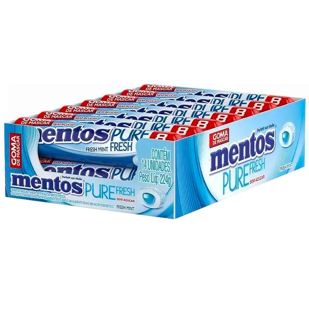 Chiclete Mentos Pure Mint stick com 14 unidades - supernova