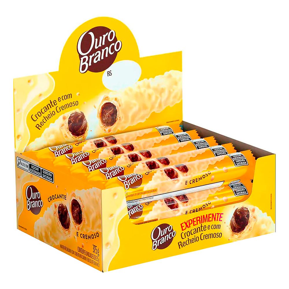 Chocolate-Wafer-Ouro-branco-15x25gr---Lacta Chocolate-Wafer-Ouro-branco-15x25gr---Lacta