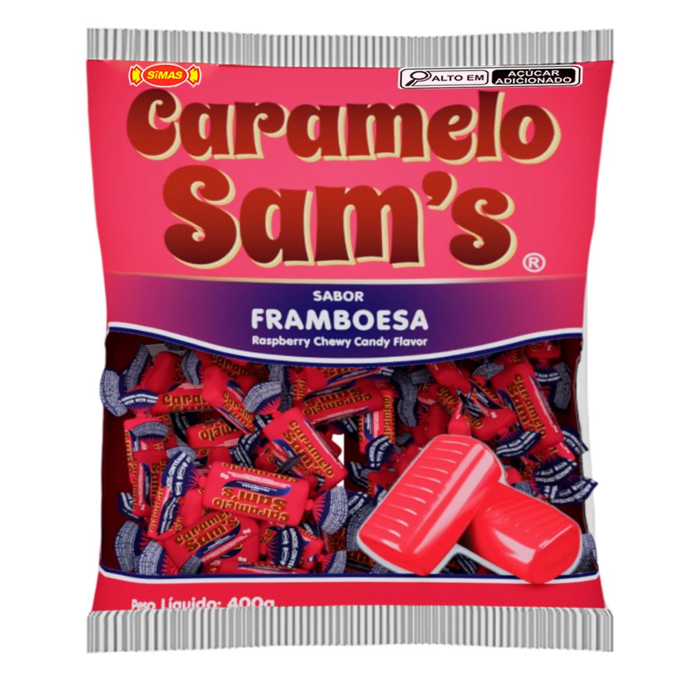 Bala-Mastigavel-Caramelo-Sams-Sabor-Framboesa-400g---Simas-1- Bala-Mastigavel-Caramelo-Sams-Sabor-Framboesa-400g---Simas-1-